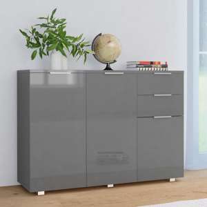 Friso High Gloss Sideboard With 3 Doors 2 Drawers In Grey
