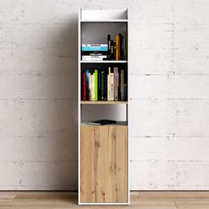 Frosk Wooden Bookcase In White And Wotan Light Oak