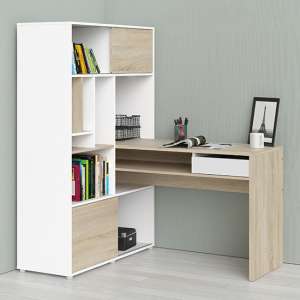 Frosk Wooden Multi-Functional Computer Desk In White And Oak