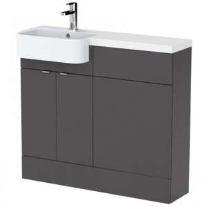 Fuji 100cm Left Handed Vanity With Round Basin In Gloss Grey