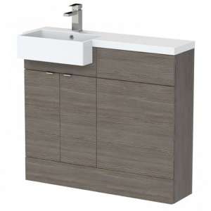 Fuji 100cm Left Handed Vanity With Square Basin In Brown Grey