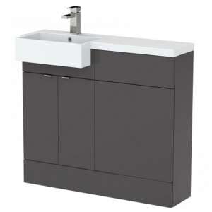 Fuji 100cm Left Handed Vanity With Square Basin In Gloss Grey