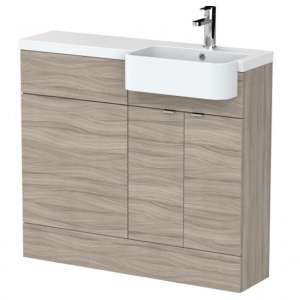 Fuji 100cm Right Handed Vanity With Round Basin In Driftwood