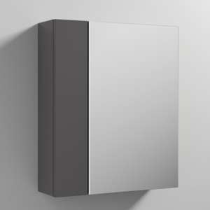 Fuji 60cm Bathroom Mirrored Cabinet In Gloss Grey