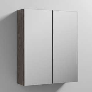 Fuji 60cm Mirrored Cabinet In Brown Grey Avola With 2 Doors