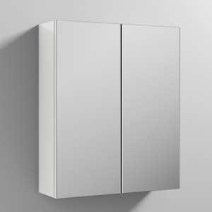 Fuji 60cm Mirrored Cabinet In Gloss White With 2 Doors