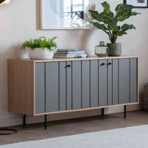 Fuji Wooden Sideboard With 3 Doors In Natural Oak And Grey