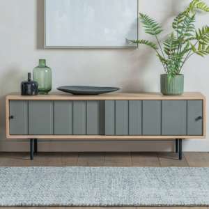 Fuji Wooden TV Stand With 2 Doors In Natural Oak And Grey