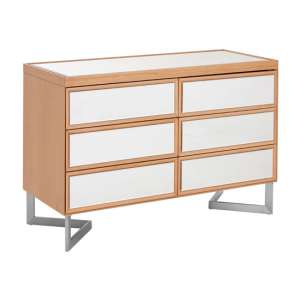 Furud Townhouse Mirrored Glass Chest Of Drawers In Natural