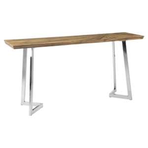 Gaberot Wooden Console Table With Silver Steel Base In Natural