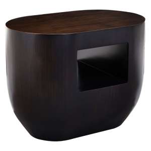 Gablet Oblong Design Wooden Side Table In Dark Brown