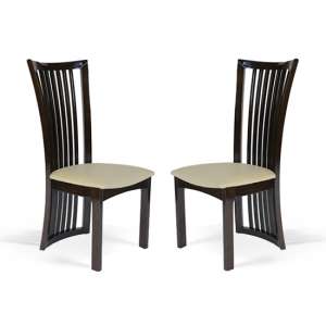 Gacrux Brown Wooden Dining Chair With Cream Seat In A Pair