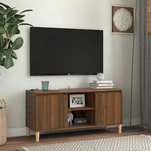 Gafna Wooden TV Stand In Brown Oak With Solid Wood Legs