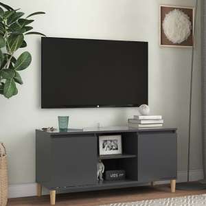 Gafna Wooden TV Stand In Grey With Solid Wood Legs