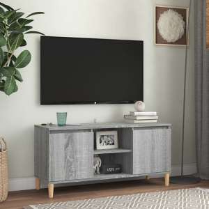 Gafna Wooden TV Stand In Grey Sonoma Oak With Solid Wood Legs