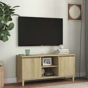 Gafna Wooden TV Stand In Sonoma Oak With Solid Wood Legs