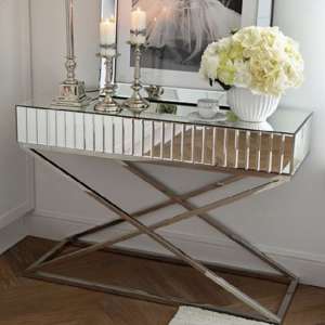 Gala Mirrored Wooden Console Table In Silver