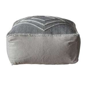 Galesburg Square Wool And Cotton Pouffe In Black