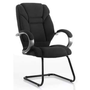 Galloway Fabric Cantilever Visitor Chair In Black With Arms