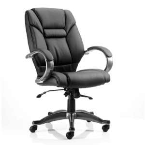 Galloway Leather Executive Office Chair In Black With Arms