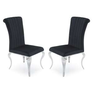 Galvan Fabric Dining Chair In Black With Metal Frame In A Pair