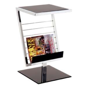 Ganado Black Glass Side Table With Chrome Support