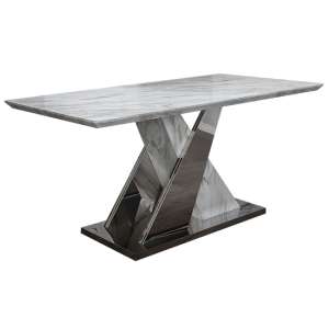 Garan High Gloss Dining Table In Grey Marble Effect