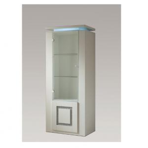 Garde Display Cabinet In White Gloss With Diamante And Light
