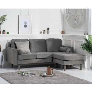 Garren Velvet Reversible Corner Chaise Sofa In Grey