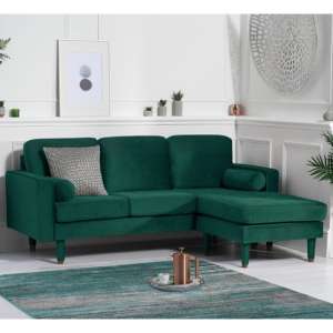 Garren Velvet Reversible Corner Chaise Sofa In Green