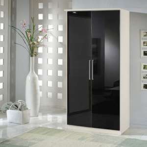 Gastineau Wardrobe In Alpine White With Black Gloss Front 2 Door