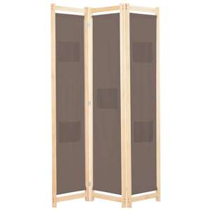 Gavyn Fabric 3 Panels 120cm x 170cm Room Divider In Brown