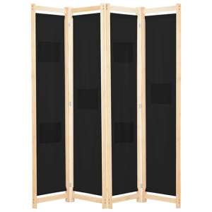 Gavyn Fabric 4 Panels 160cm x 170cm Room Divider In Black