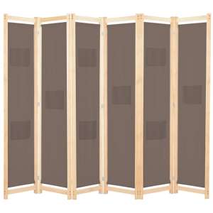 Gavyn Fabric 6 Panels 240cm x 170cm Room Divider In Brown