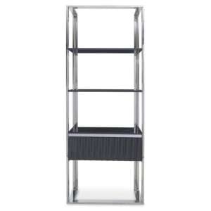 Genera High Gloss Shelving Unit With Silver Steel Frame In Grey