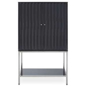 Genera High Gloss Storage Cabinet With Silver Frame In Grey