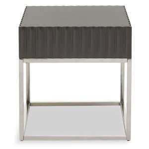 Genera Square High Gloss End Table With Silver Frame In Grey