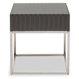 Genera Square High Gloss End Table With Silver Frame In Grey