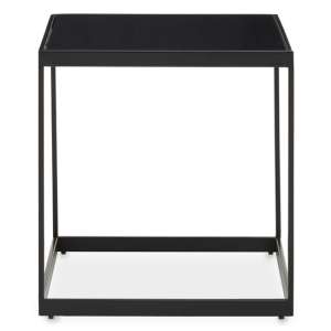 Genera Wooden End Table With Metal Frame In Matte Black