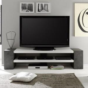 Geneva Rectangular TV Stand In Matt White And Concrete