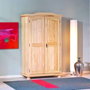 Genf Wooden Wardrobe In Solid Pine Natural With 2 Doors