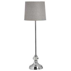 Genial Metal Table Lamp In Silver With Grey Shade