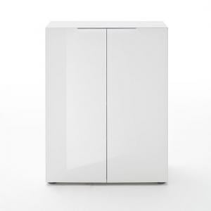 Genie Modern Shoe Cabinet In White High Gloss With 2 Doors