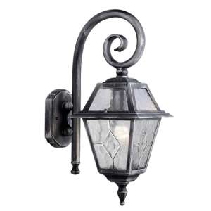 Genoa Outdoor Glass Wall Light With Black Silver Frame