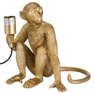 Georgia Resin Monkey Table Lamp In Antique Gold
