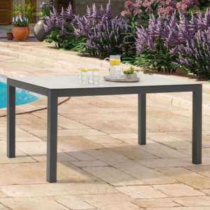 Gerbera 150cm Glass Top Garden Dining Table In Light Grey
