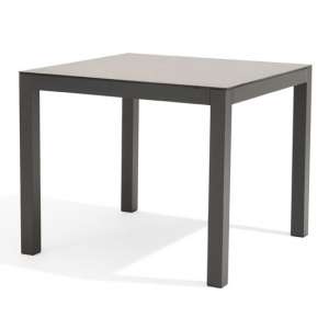 Gerbera 90cm Glass Top Garden Dining Table In Dark Grey
