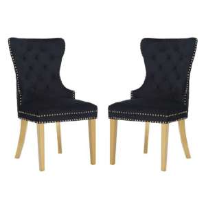 Gerd Black Velvet Dining Chairs With Gold Legs In Pair