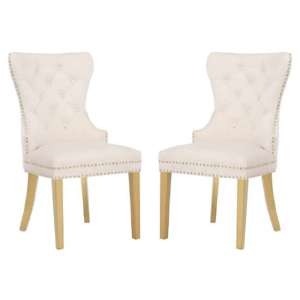 Gerd Cream Velvet Dining Chairs With Gold Legs In Pair