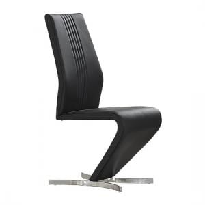 Gia Dining Chair In Black Faux Leather With Chrome Base